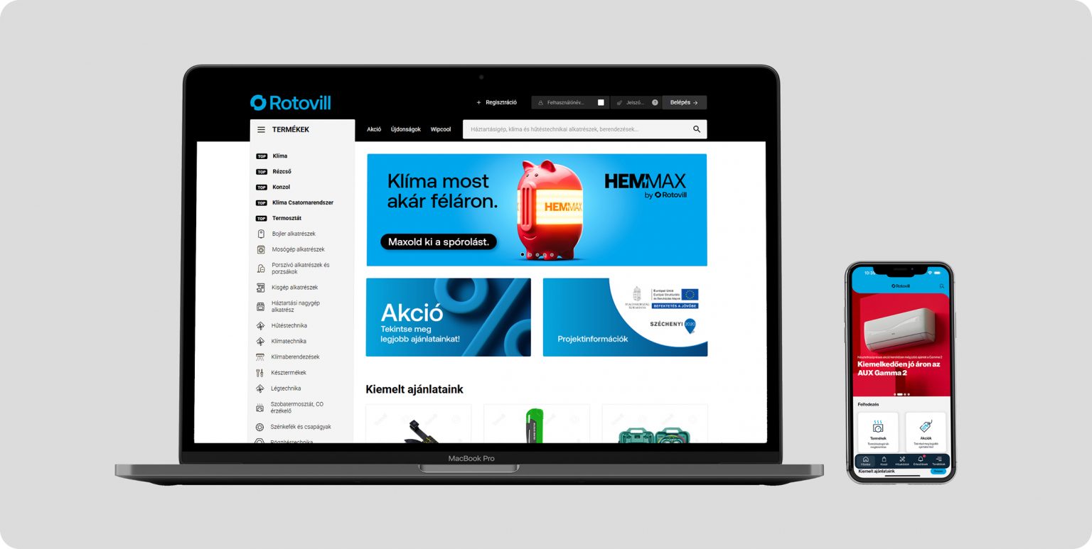 Rotovill projekt – képernyőkép (Webstar fejlesztés)